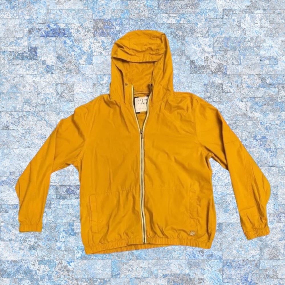 Denim & Flower Ricky Singh Spring Yellow Cotton Full Zip Hooded Jacket Men